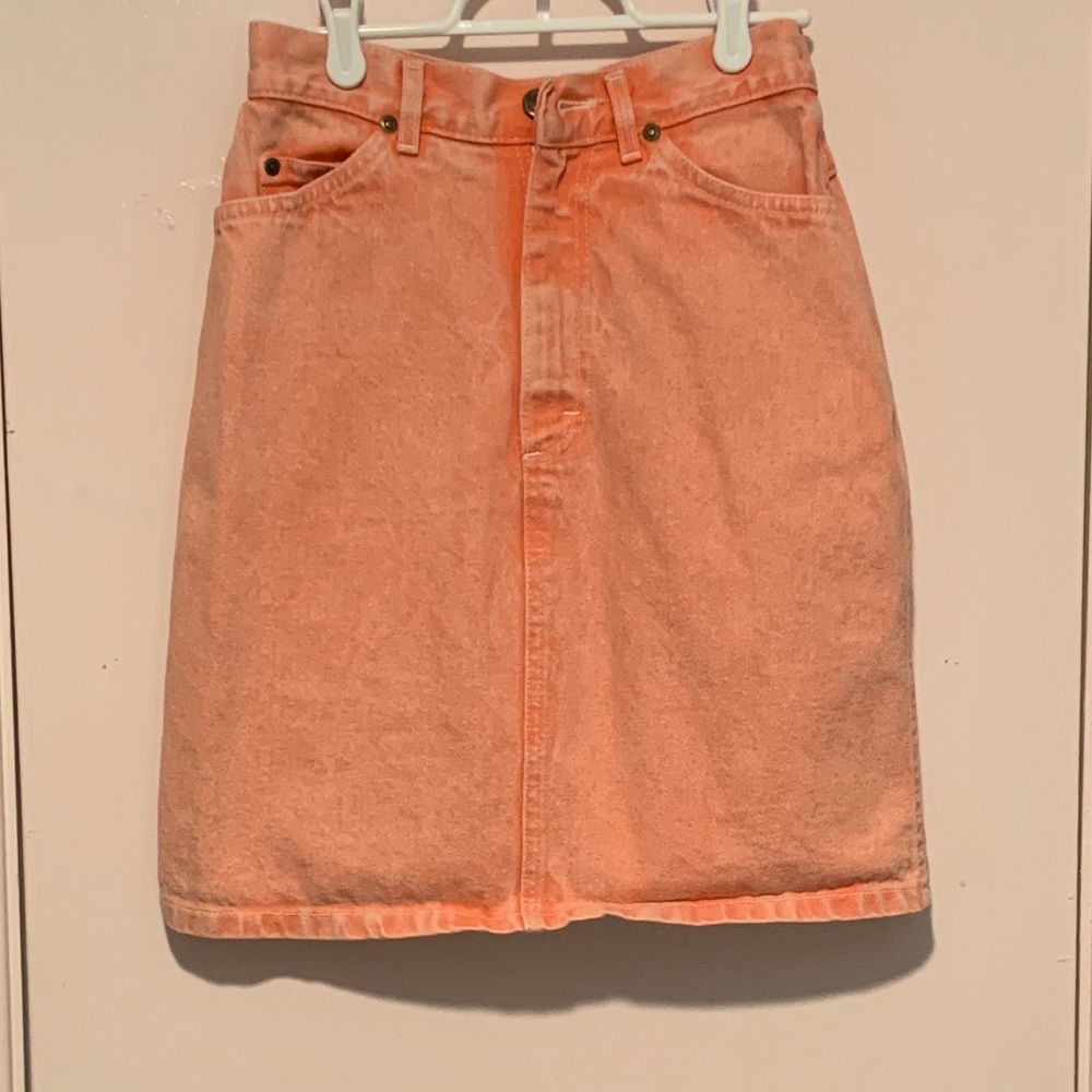 Pink Acid Wash Denim Skirt